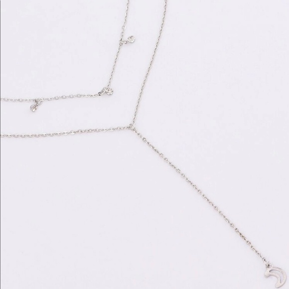 Silver Moon Necklace + Disc & Rhinestone Choker - Picture 6 of 7